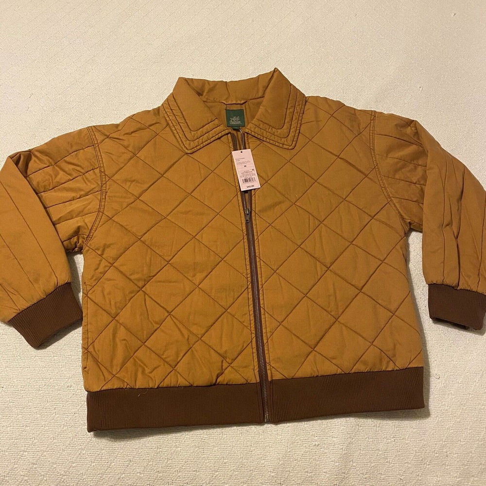 Wild Fable Women's Medium Oversized Woven Quilted Bomber Jacket Dessert Orange - Picture 1 of 13